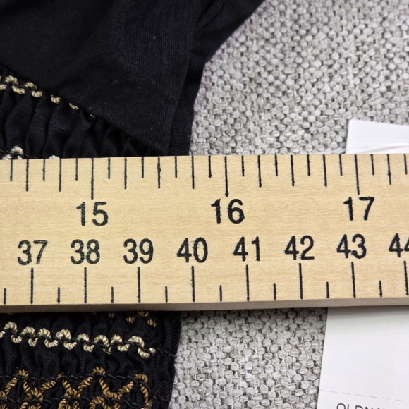 Old Navy Smocked Embroidered Black Maxi Dress Women's L Milkmaid Cottagecore New - Picture 9 of 10